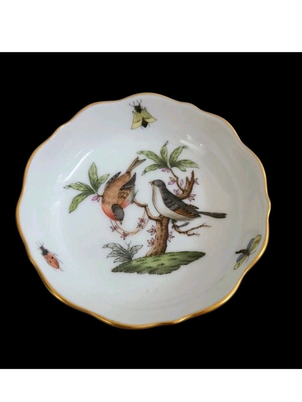 Herend Rothschild Bird Footed Salt Cellar - Mark Commemorating 150 Years Anniv.